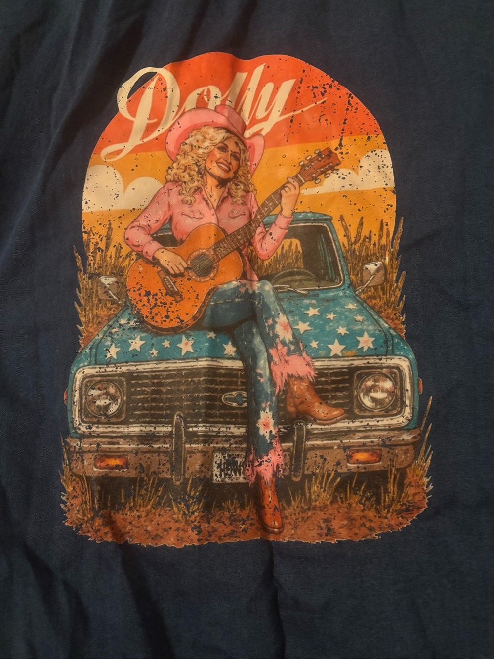 Old Navy Dolly Parton 2017 Denim Chambray Ruffle Top Womenβs XL HTF Western